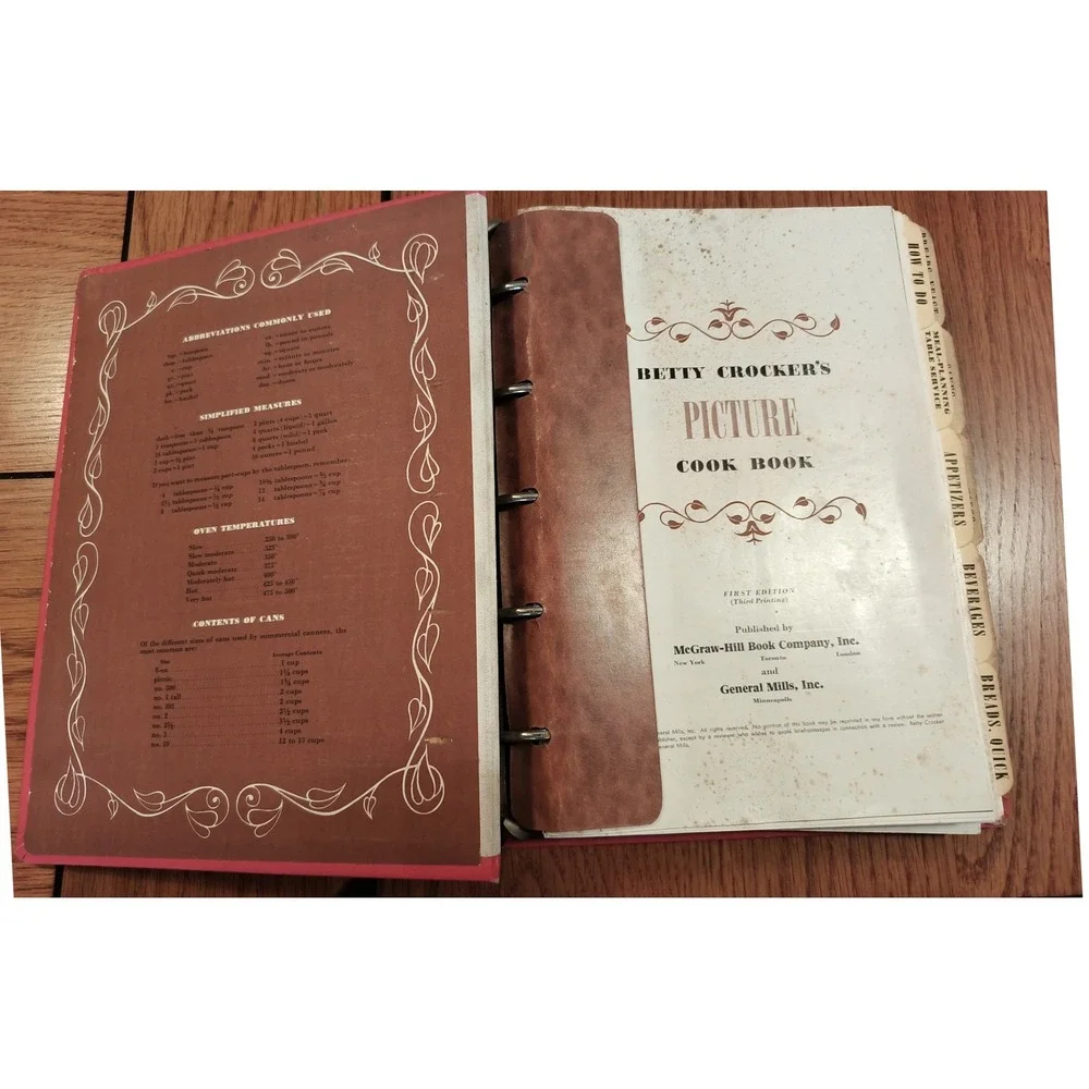 betty crocker's picture cook book spiral first edition third printing recipe